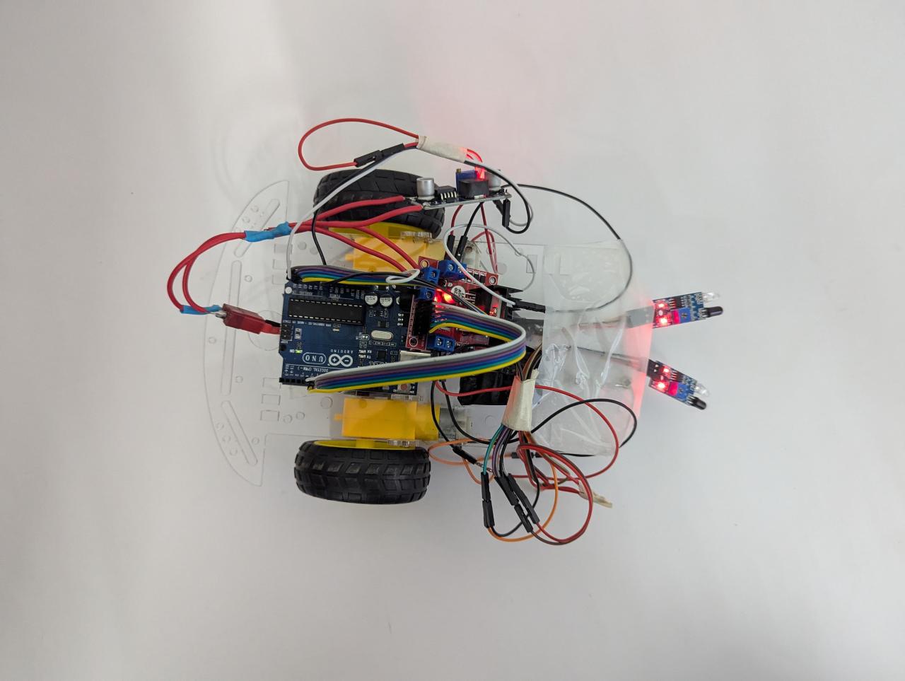 Top view showing the robot wiring and components